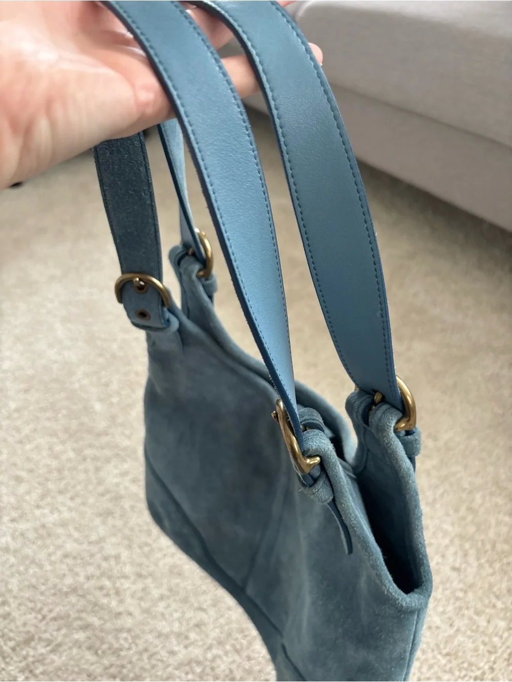 Vintage coach pool blue suede soho slim hobo bag